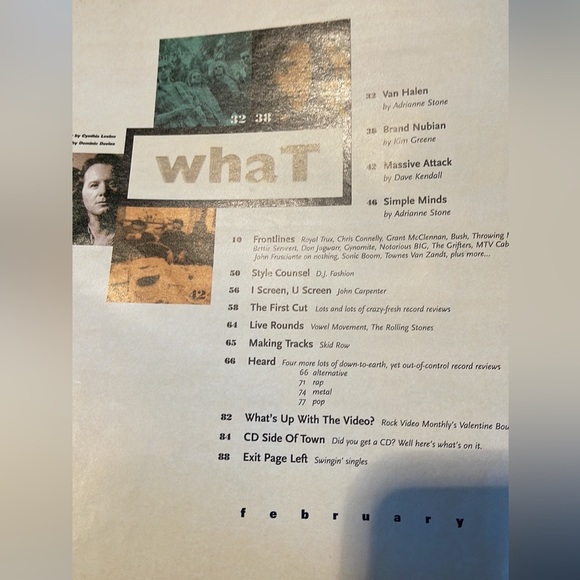 HUH music magazine vtg February 1995, cover missing/simple minds/Van Halen - Picture 6 of 6